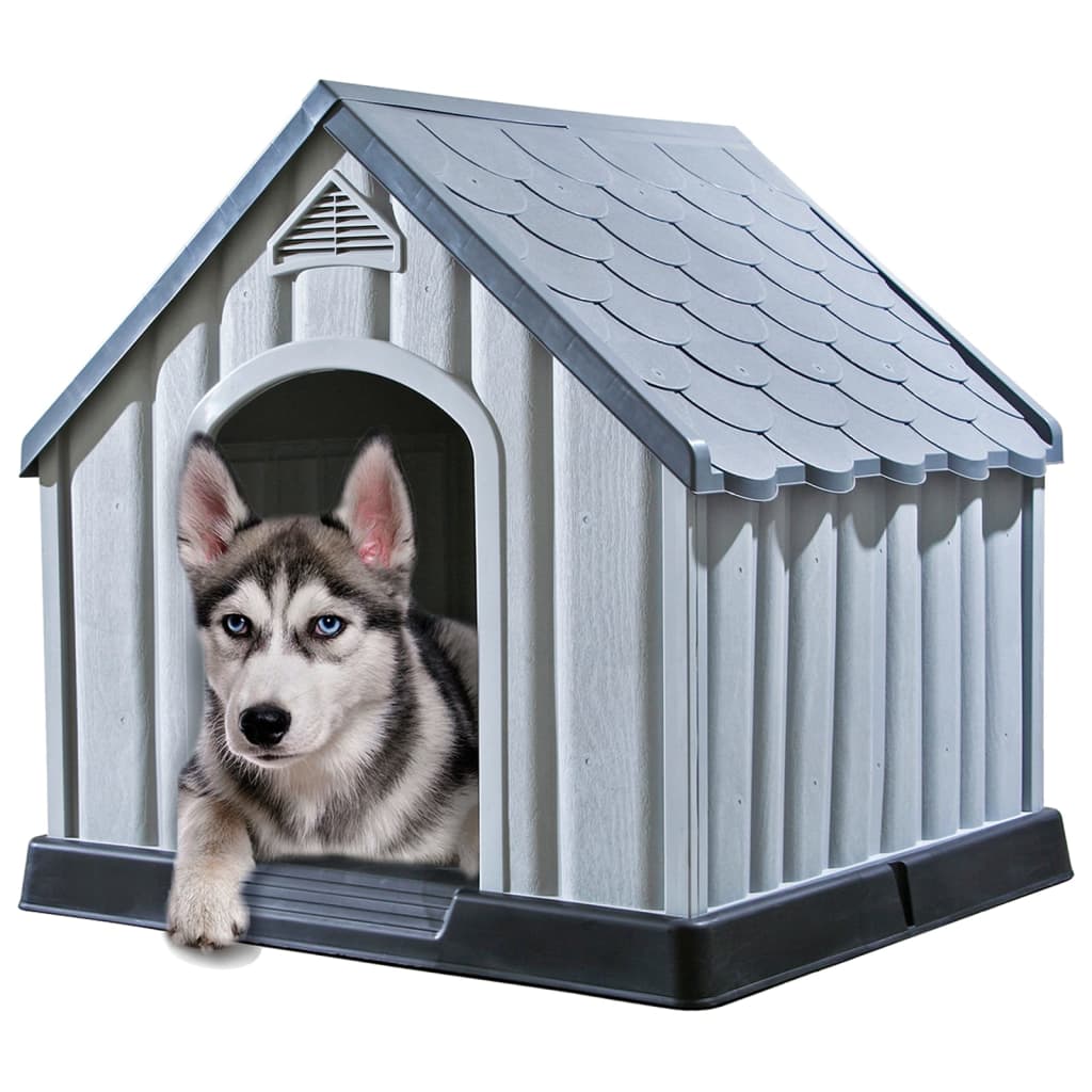 Levně vidaXL Psí bouda šedá 92 x 87 x 91 cm plast