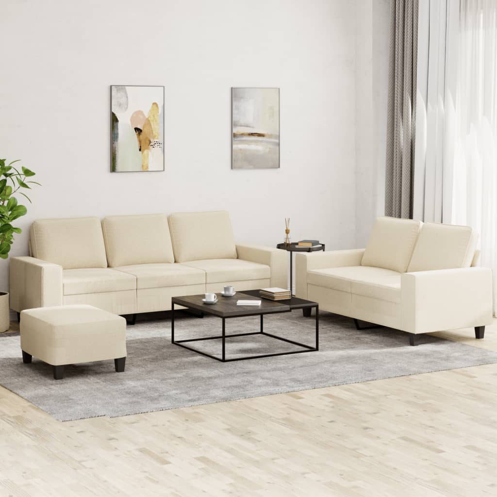 Levně vidaXL 3dílná sedací souprava krémová textil