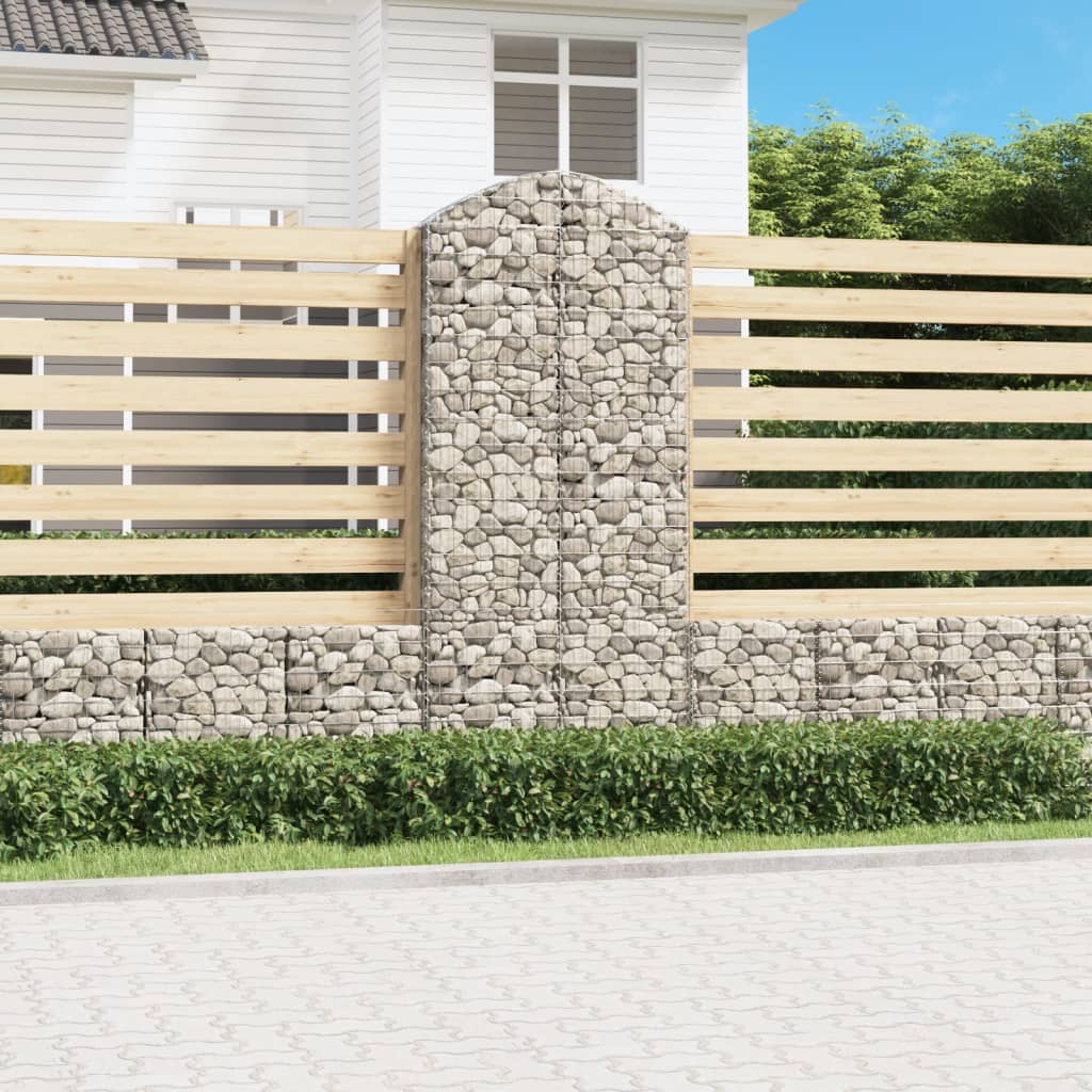 Levně vidaXL Klenutý gabionový koš 100 x 30 x 220/240 cm pozinkované železo