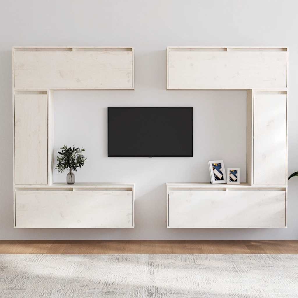Levně vidaXL TV skříňky 6 ks bílé masivní borové dřevo
