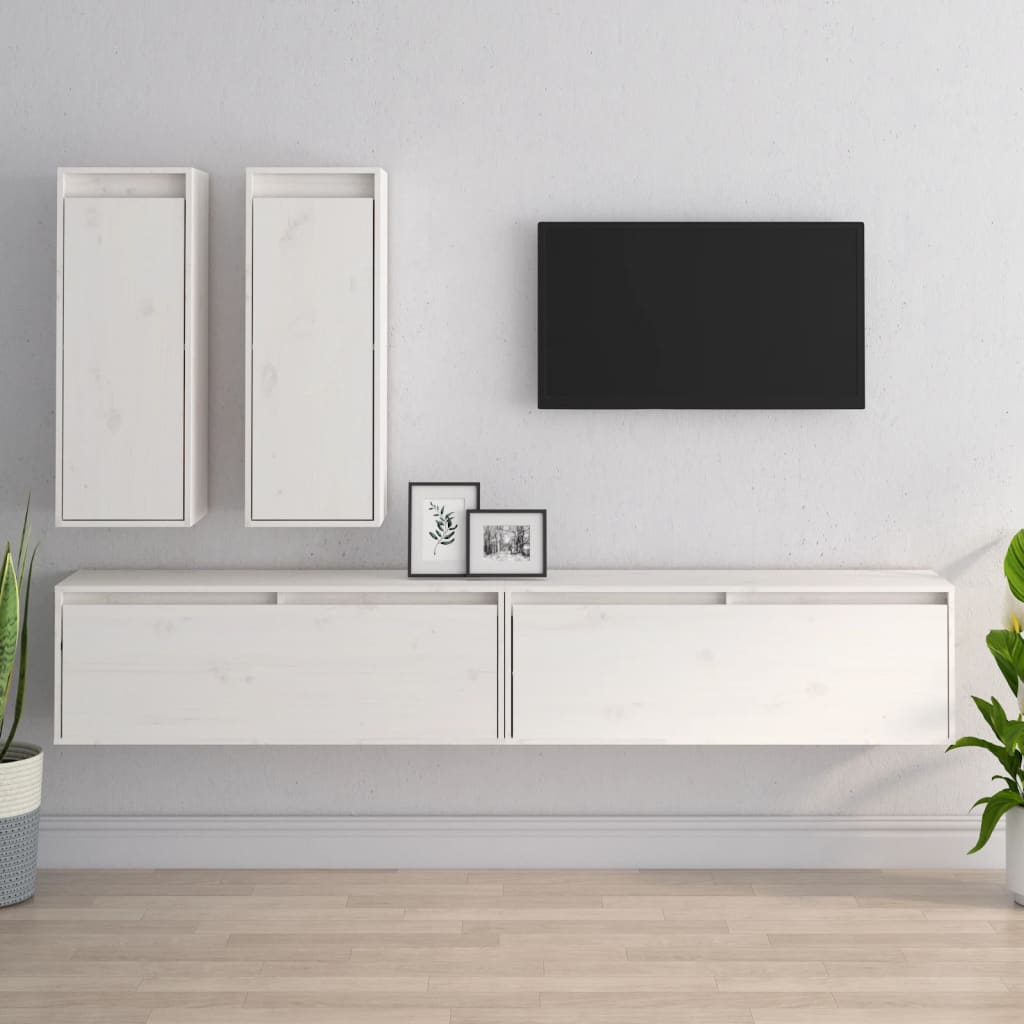 Levně vidaXL TV skříňky 4 ks bílé masivní borové dřevo