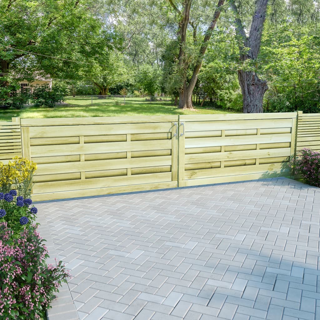 Levně vidaXL Zahradní brána 2křídlá impregnovaná borovice 150 x 75 cm zelená