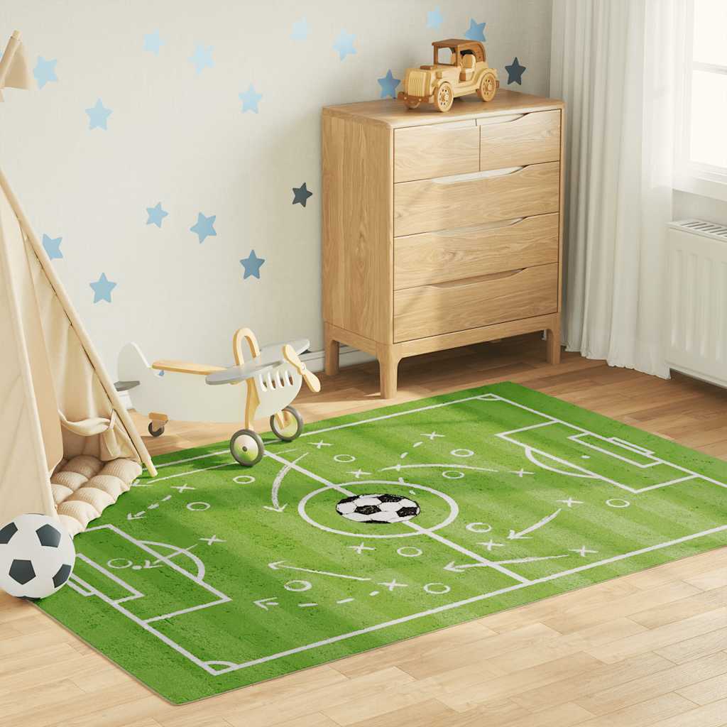 Levně vidaXL Dětský koberec zelený 160 x 230 cm fotbalové hřiště pratelný