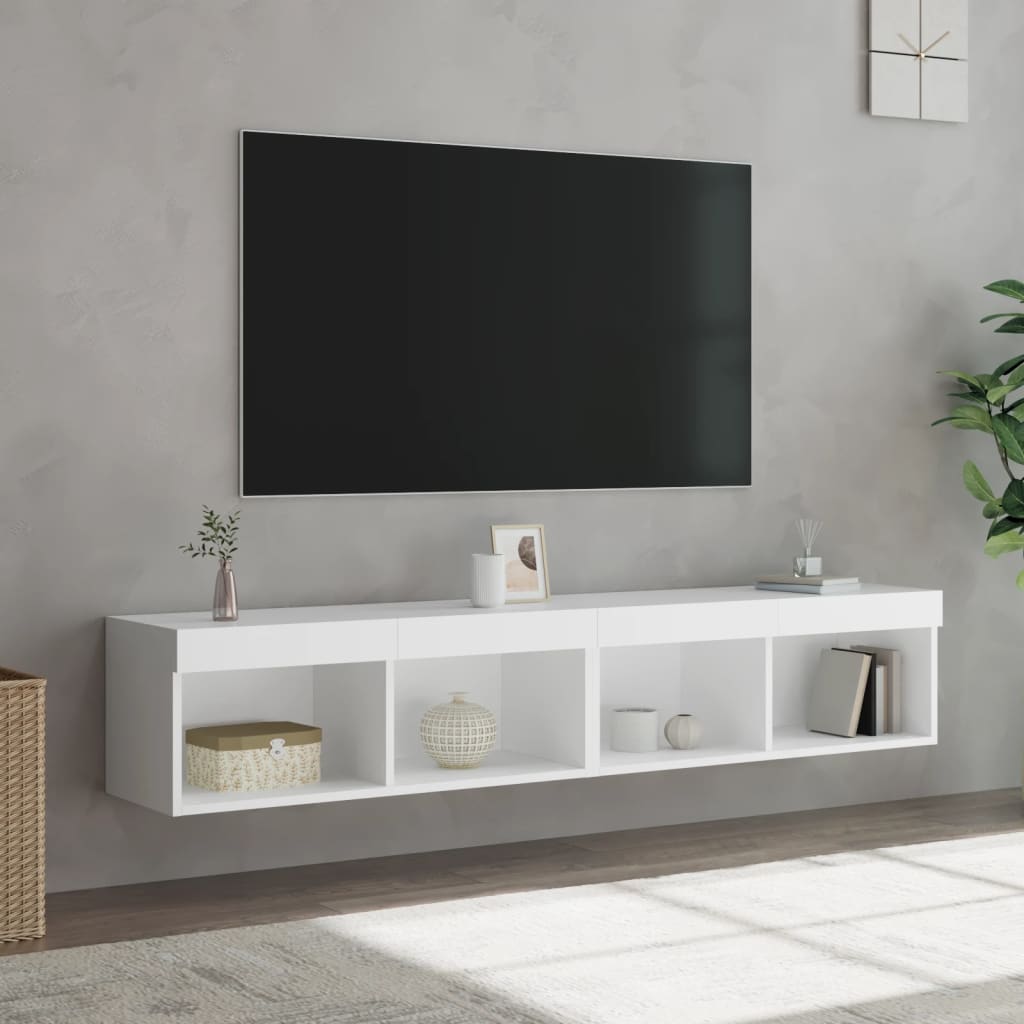 Levně vidaXL TV skříňky s LED osvětlením 2 ks bílé 80 x 30 x 30 cm