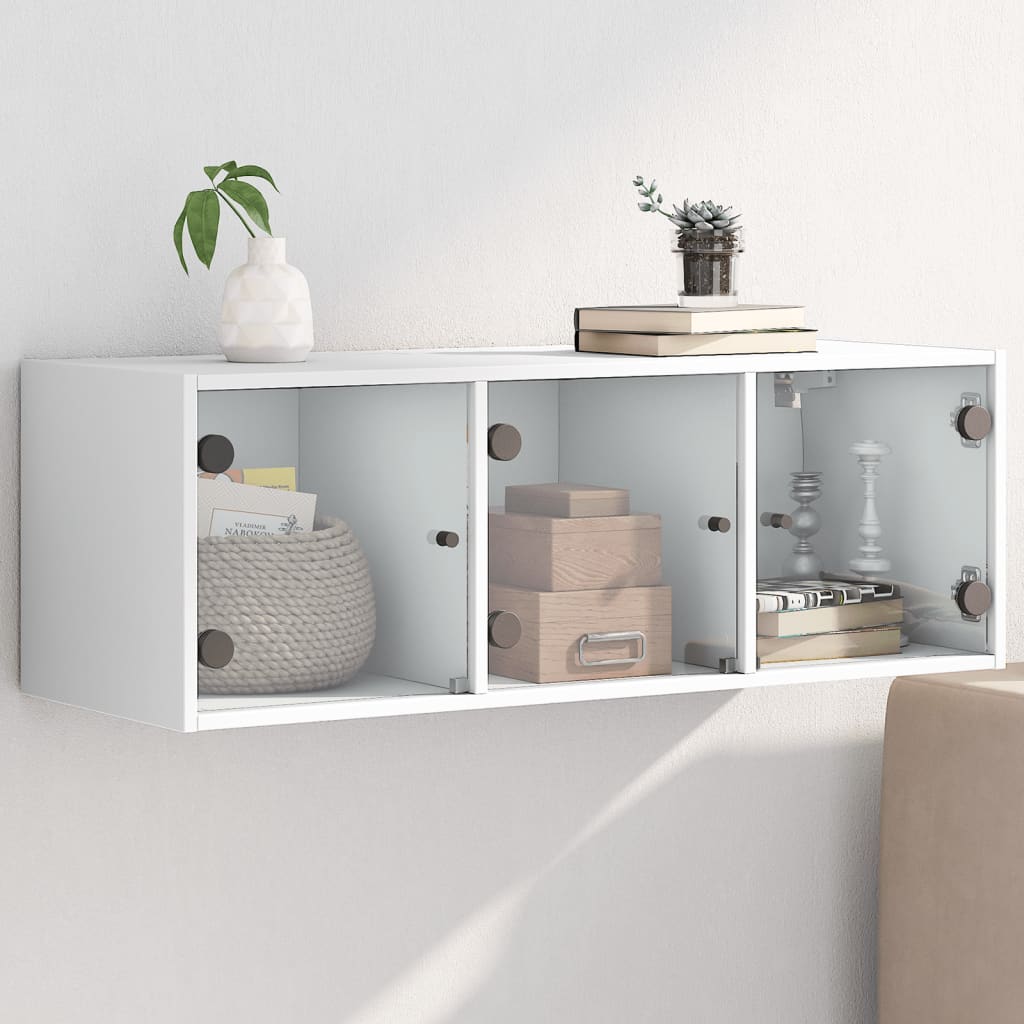 Levně vidaXL Nástěnná skříňka se skleněnými dvířky bílá 102x37x35 cm