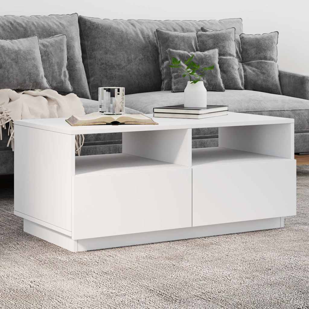 Levně vidaXL Konferenční stolek s LED osvětlením bílý 90 x 49 x 40 cm