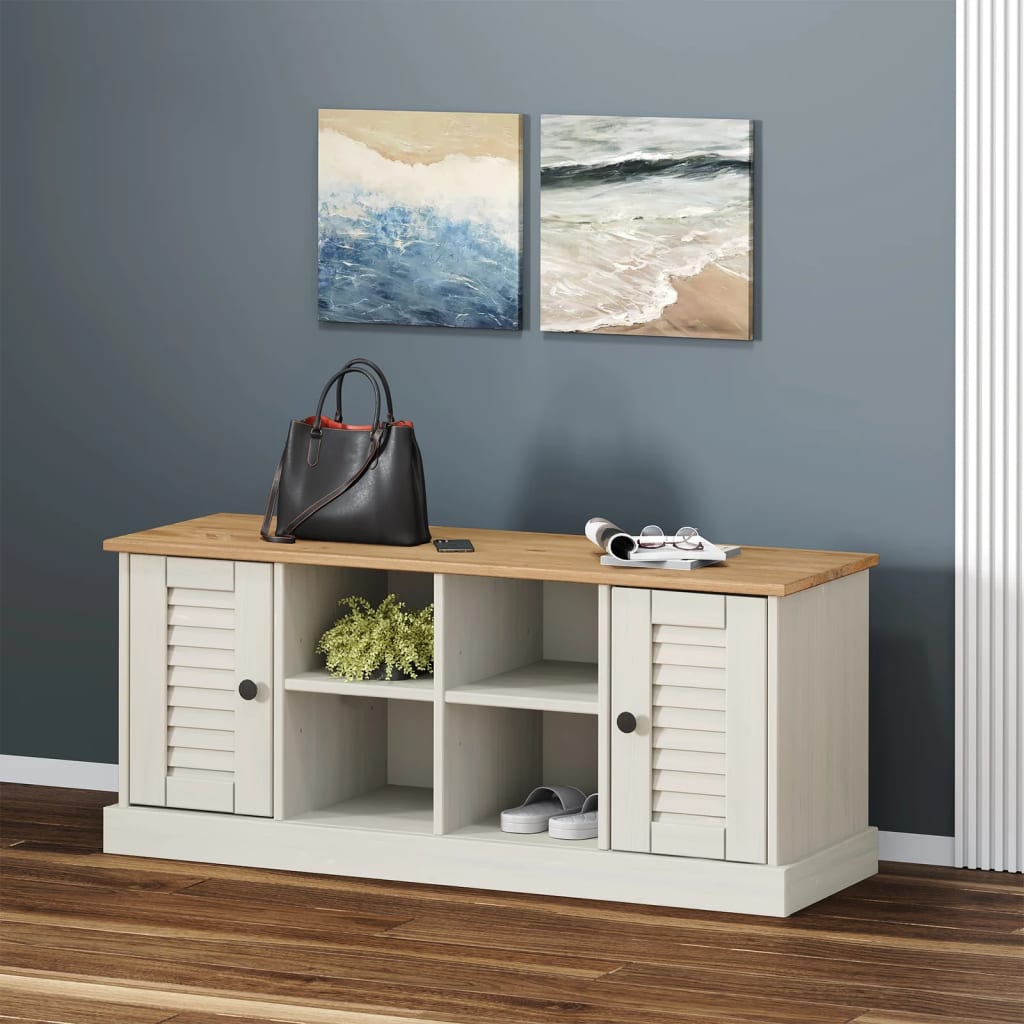 Levně vidaXL Lavice s botníkem VIGO bílá 106x35x45 cm masivní borové dřevo