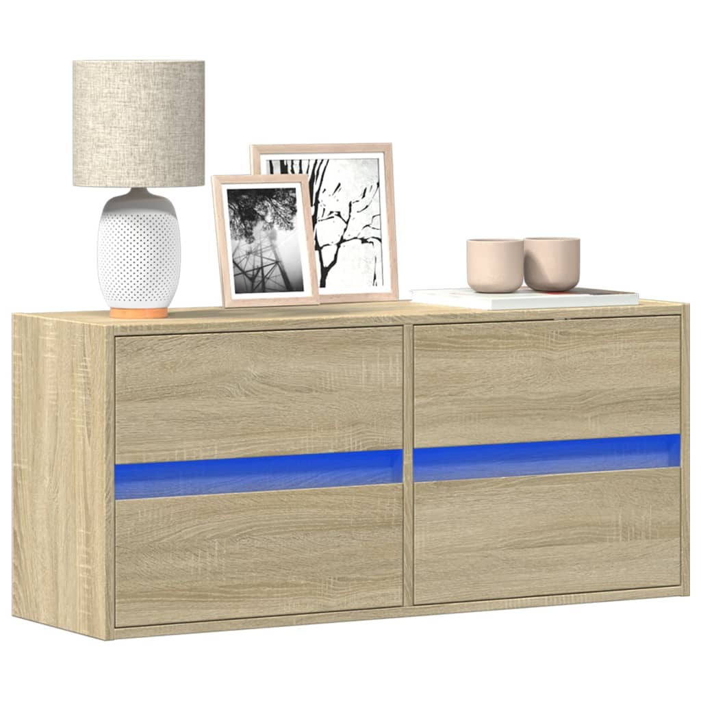 Levně vidaXL Nástěnná TV skříňka s LED osvětlením dub sonoma 100x31x45 cm
