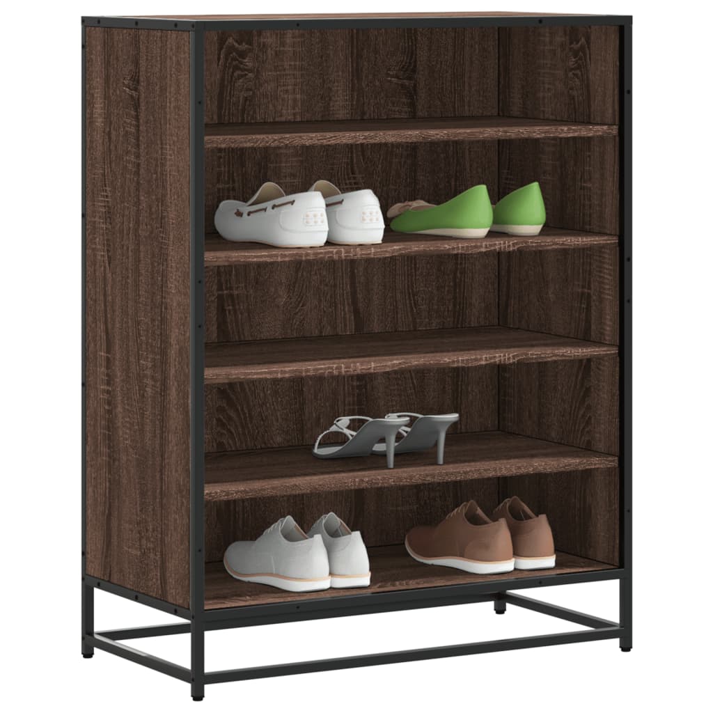 Levně vidaXL Botník hnědý dub 75 x 38 x 97,5 cm kompozitní dřevo a kov