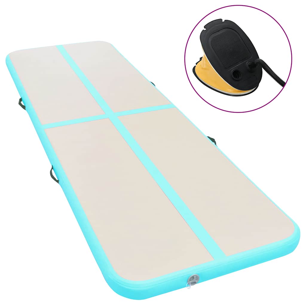 vidaXL Nafukovací cvičební podložka s pumpou 500x100x10 cm PVC zelená