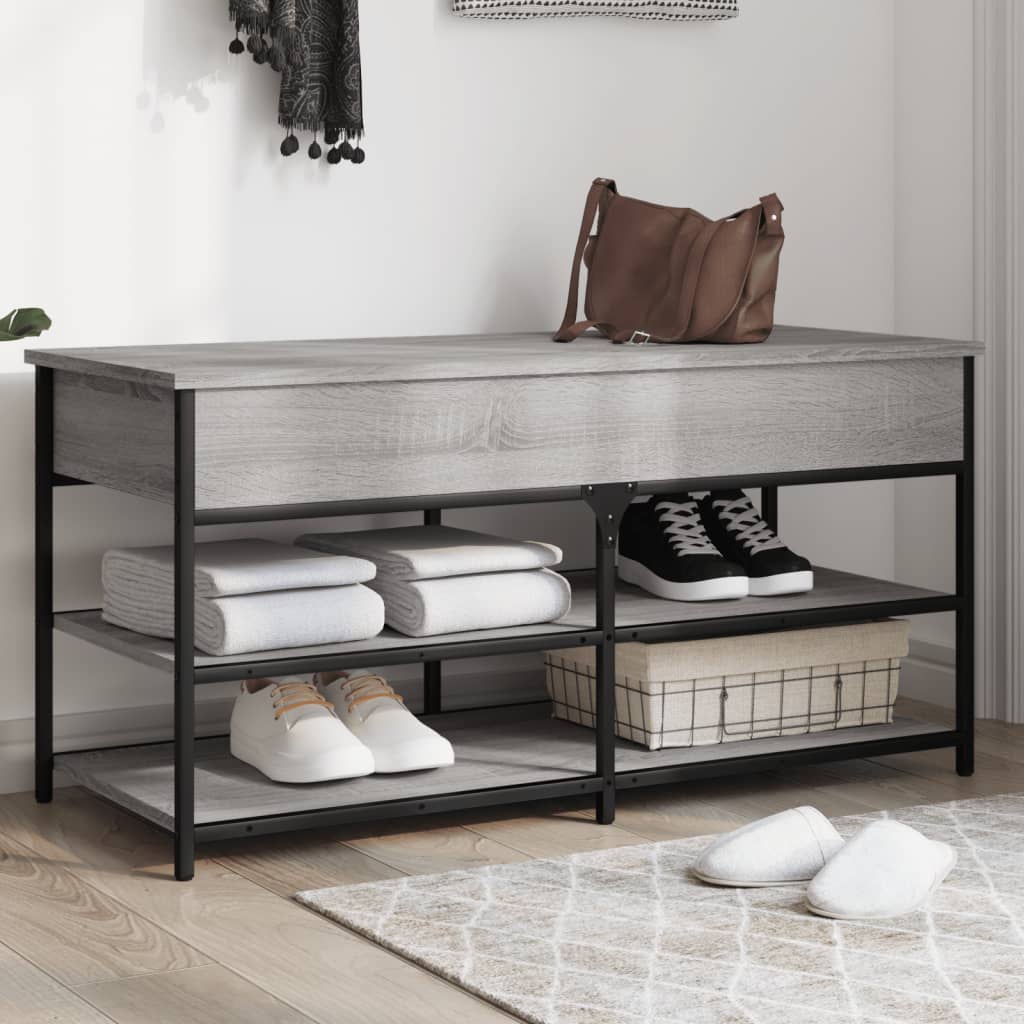 Levně vidaXL Lavice s botníkem šedá sonoma 100x42,5x50 cm kompozitní dřevo