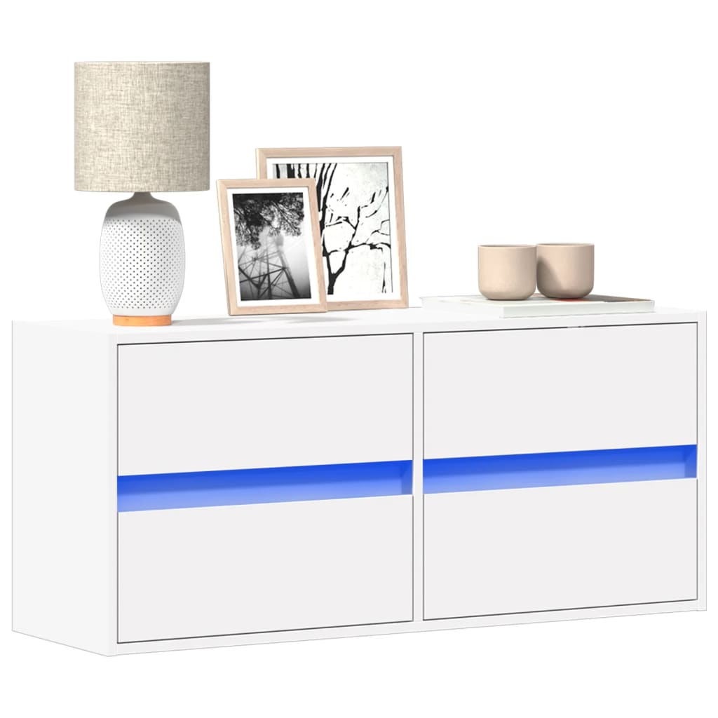Levně vidaXL Nástěnná TV skříňka s LED osvětlením bílá 100 x 31 x 45 cm