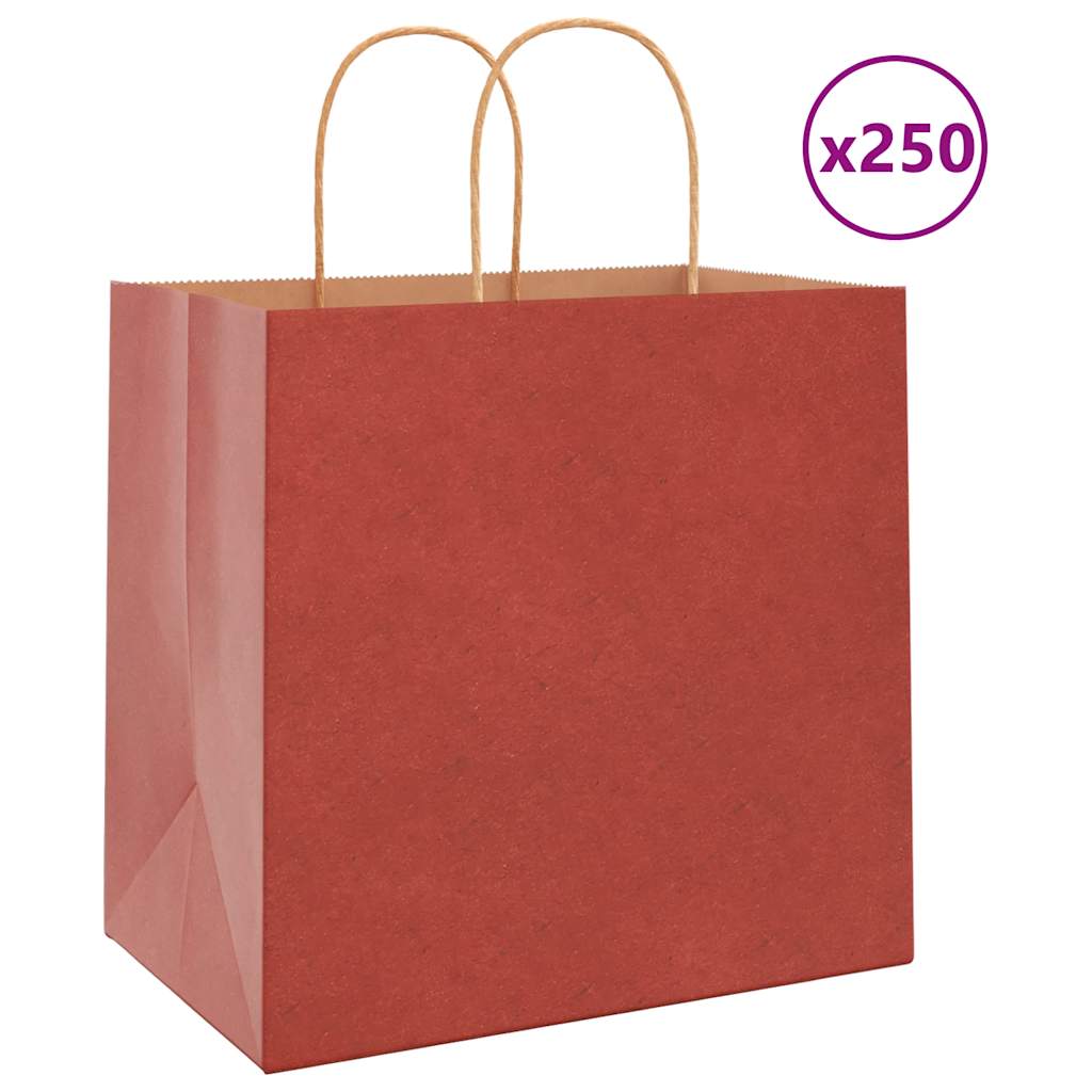 Levně vidaXL Papírové sáčky 250 ks s uchy červené 26x17x25 cm