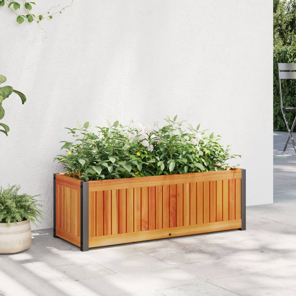 Levně vidaXL Zahradní truhlík 80x30x27,5 cm masivní akáciové dřevo a ocel
