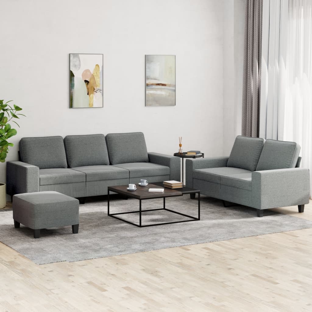 Levně vidaXL 3dílná sedací souprava tmavě šedá textil