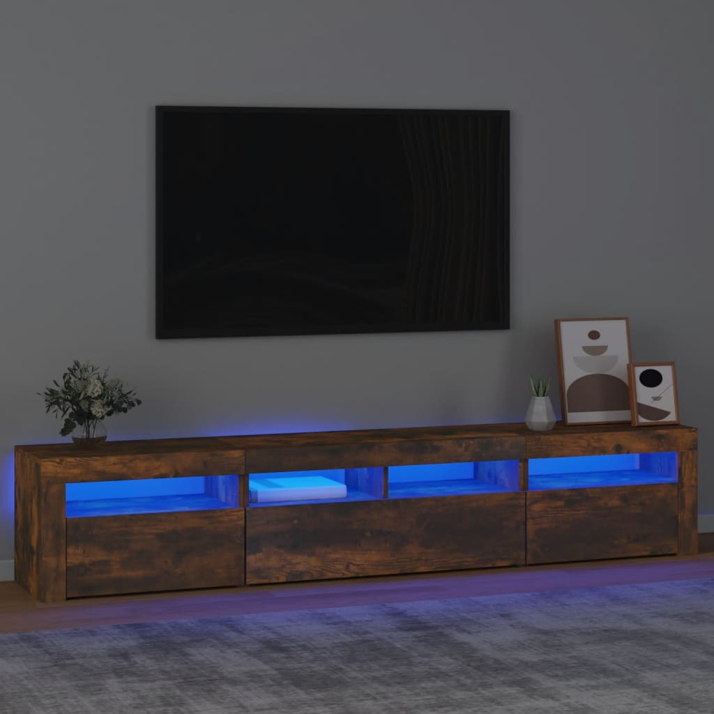 Levně vidaXL TV skříňka s LED osvětlením kouřový dub 210 x 35 x 40 cm