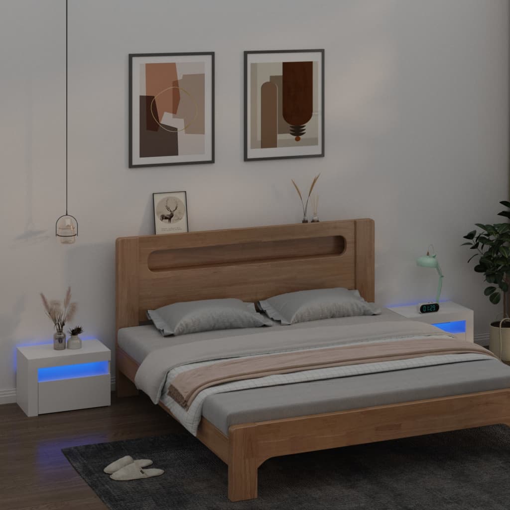 Levně vidaXL Noční stolky 2 ks s LED osvětlením bílé 60 x 35 x 40 cm