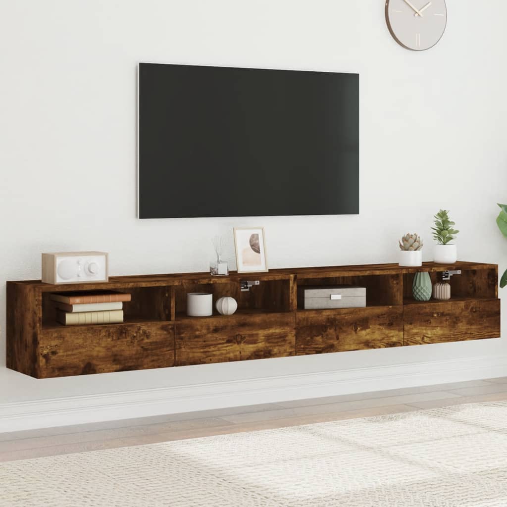 Levně vidaXL Nástěnné TV skříňky 2 ks kouřový dub 100 x 30 x 30 cm kompozit
