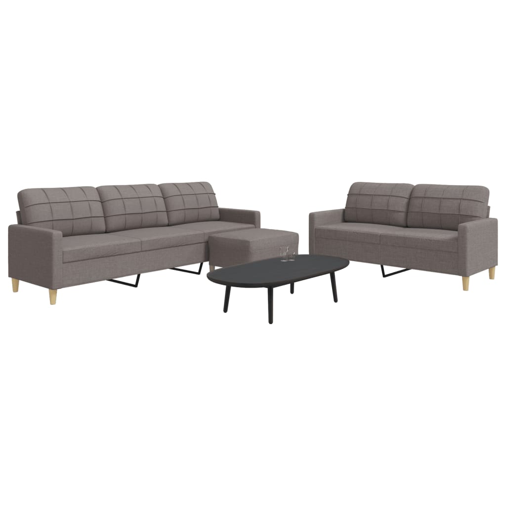 Levně vidaXL 3dílná sedací souprava s podnožkou taupe textil