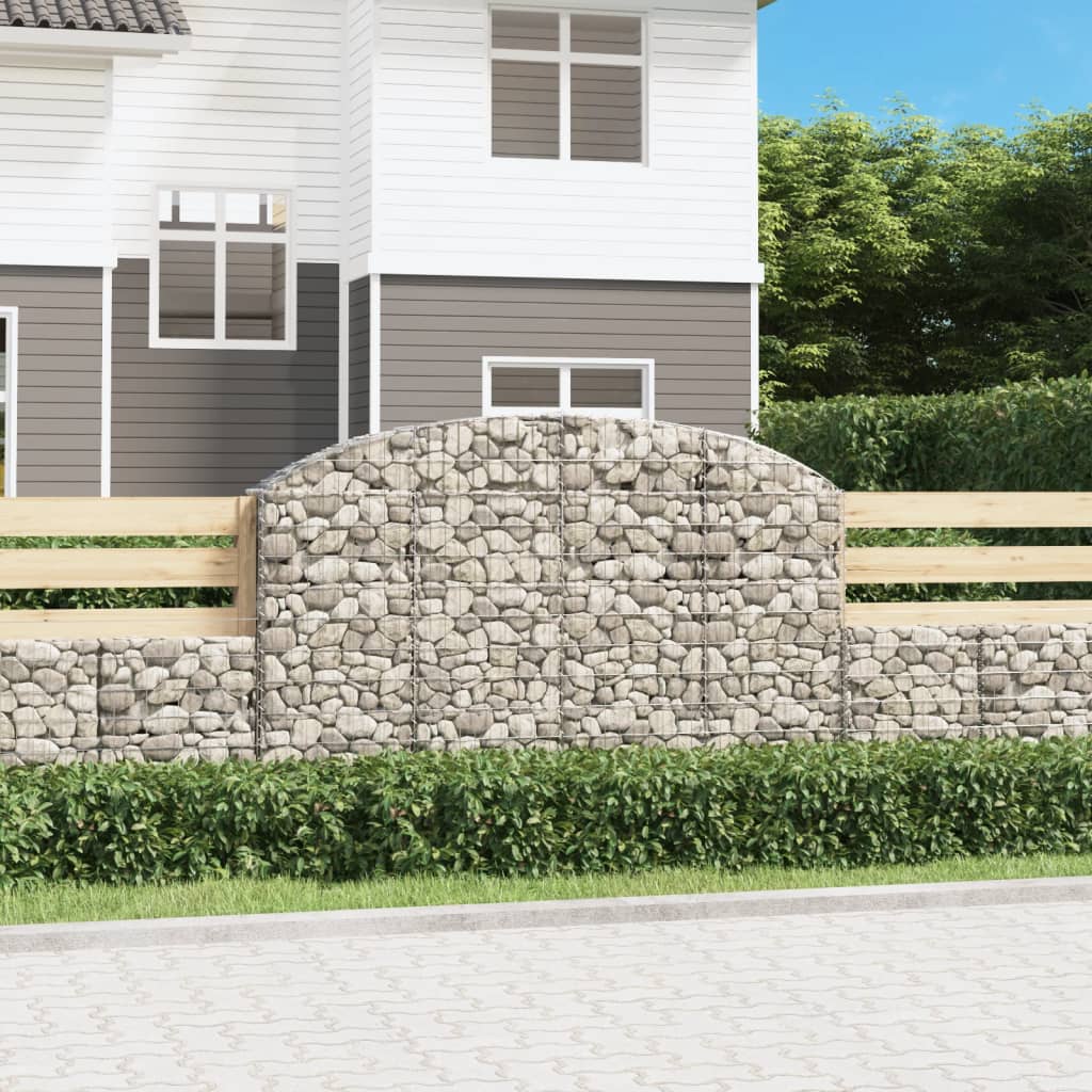 Levně vidaXL Klenutý gabionový koš 200 x 30 x 120/140 cm pozinkované železo