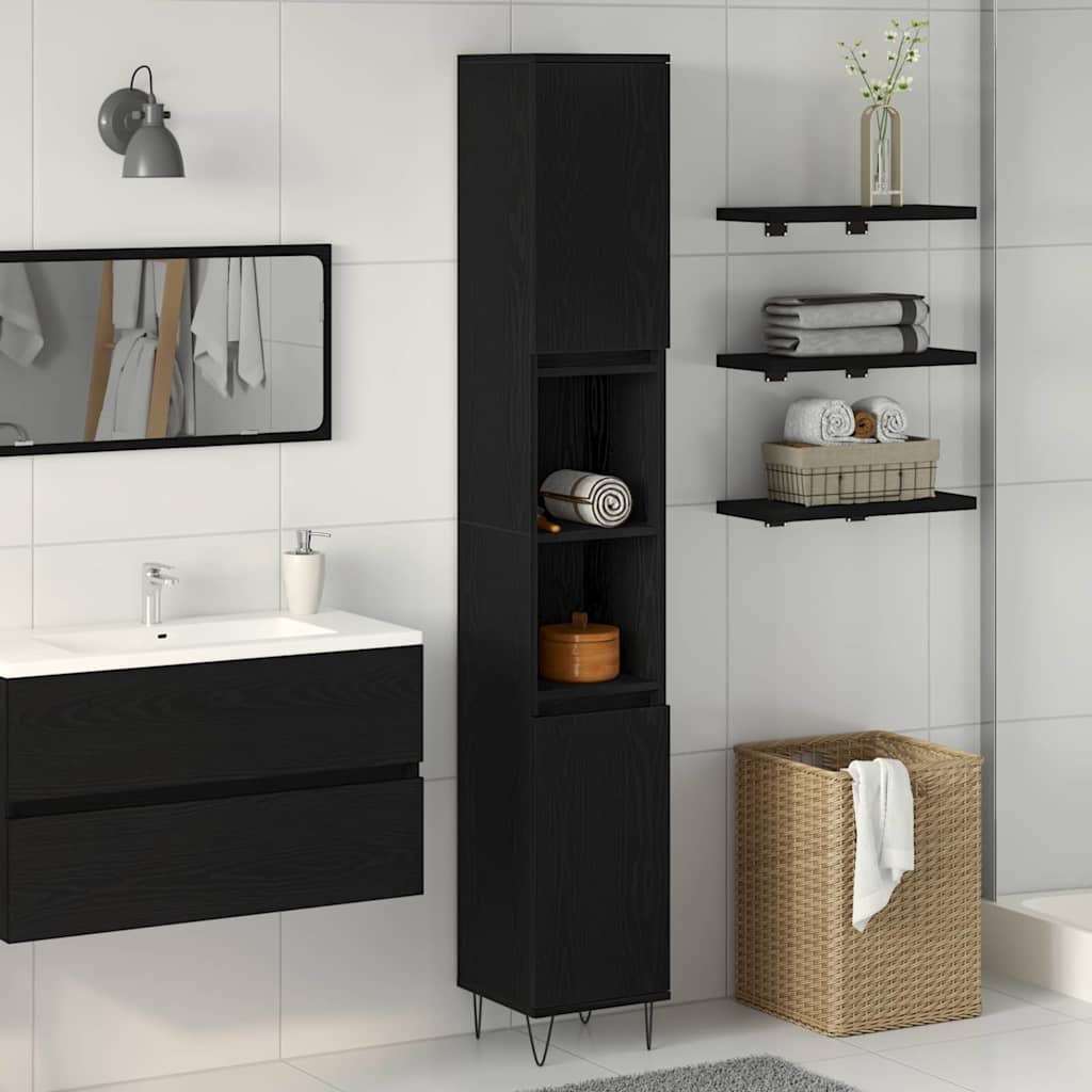 vidaXL Koupelnová skříň Černý dub 30 x 30 x 190 cm kompozitní dřevo