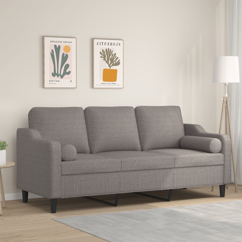Levně vidaXL 3místná pohovka s polštáři taupe 180 cm textil