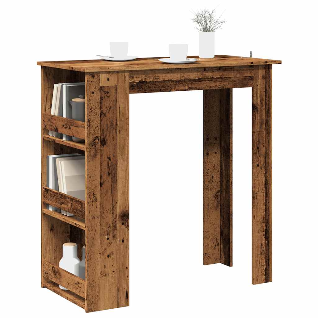 Levně vidaXL Barový stůl s úložným regálem old wood 102 x 50 x 103,5 cm