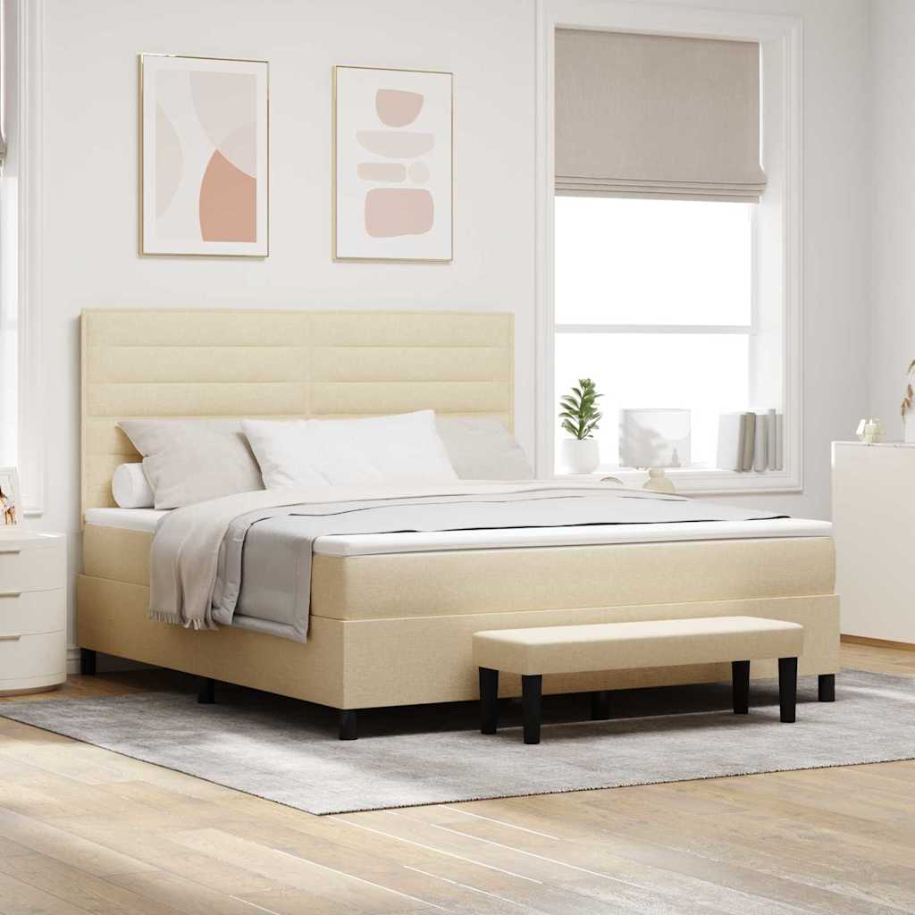 vidaXL Postel s boxspringem s polštářem Krémová 180 x 200 cm textil