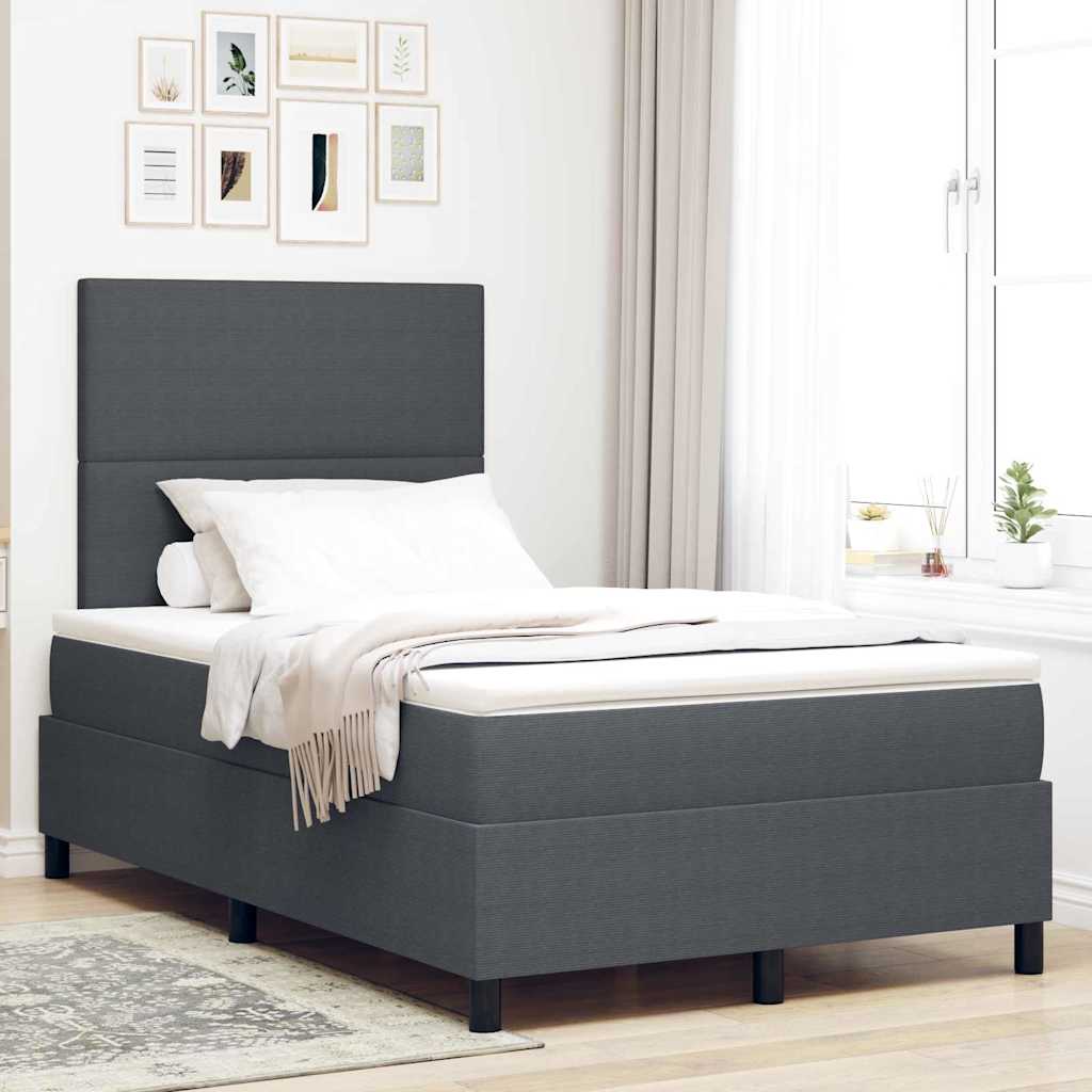 vidaXL Postel s boxspringem s čelo Tmavě šedá a bílá 120 x 200 cm