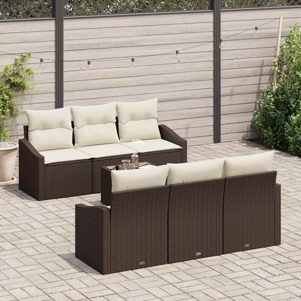 Levně vidaXL Set pohovek s polštářem 7 pcs Hnědá a krémová polyratan