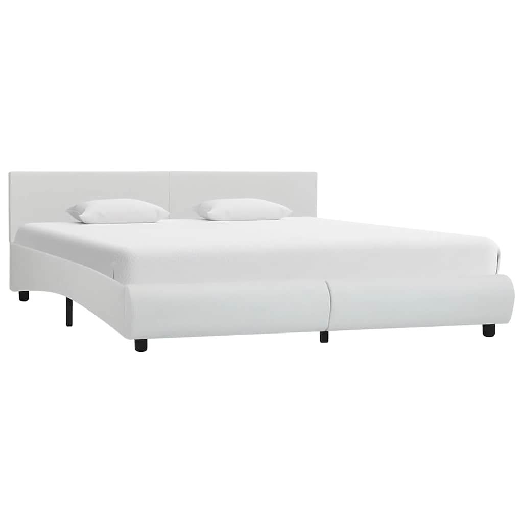 Levně vidaXL Rám postele s LED světlem bílý umělá kůže 160 x 200 cm