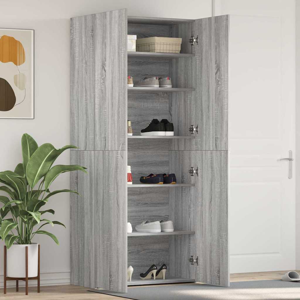 Levně vidaXL Skříň na obuv s policí Šedá 80 x 35.5 x 180 cm Kompozitní dřevo