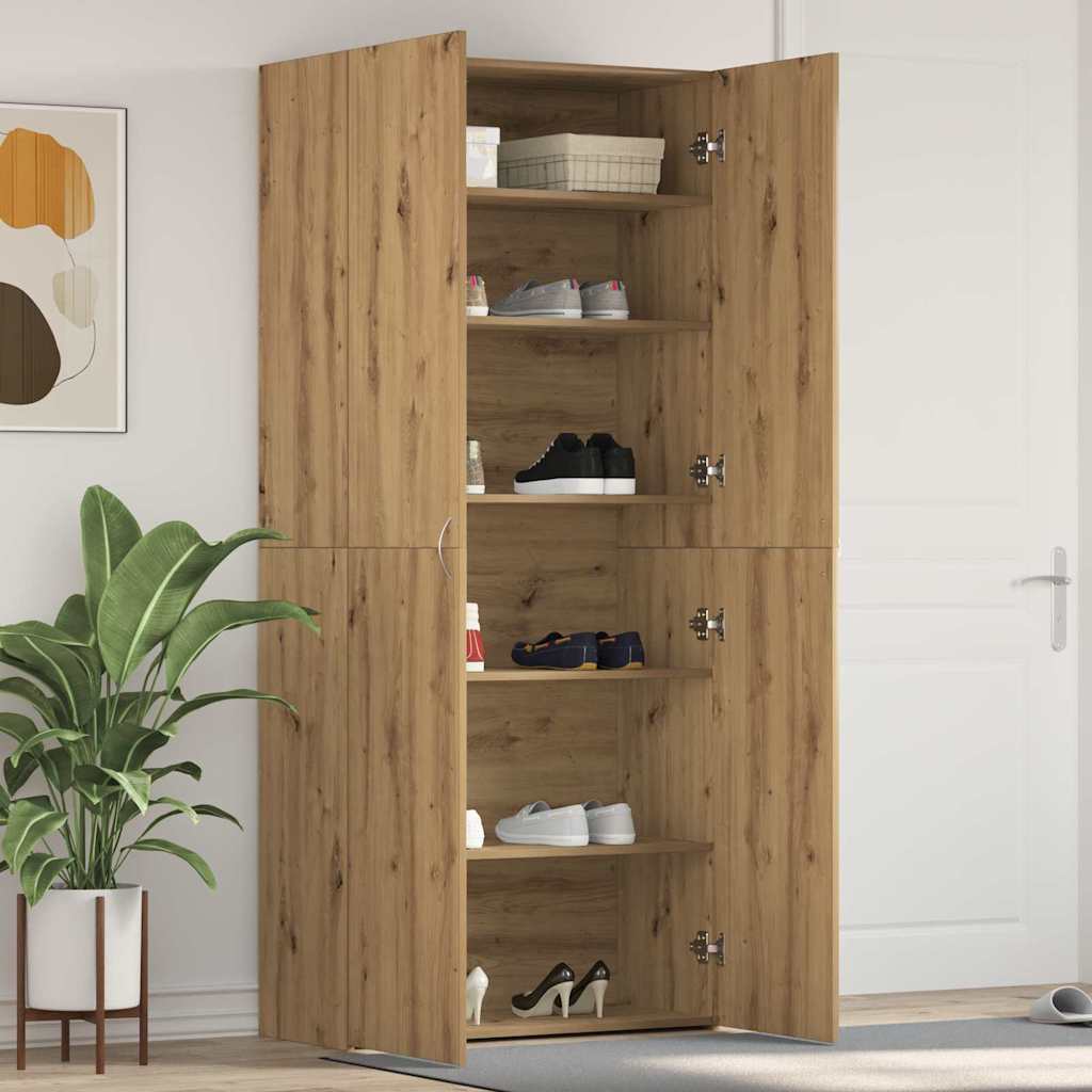 Levně vidaXL Skříň na obuv Hnědá 80 x 35.5 x 180 cm Kompozitní dřevo