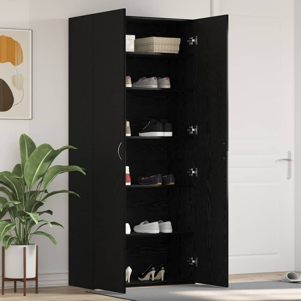 Levně vidaXL Skříň na obuv Černá 80 x 35.5 x 180 cm Kompozitní dřevo
