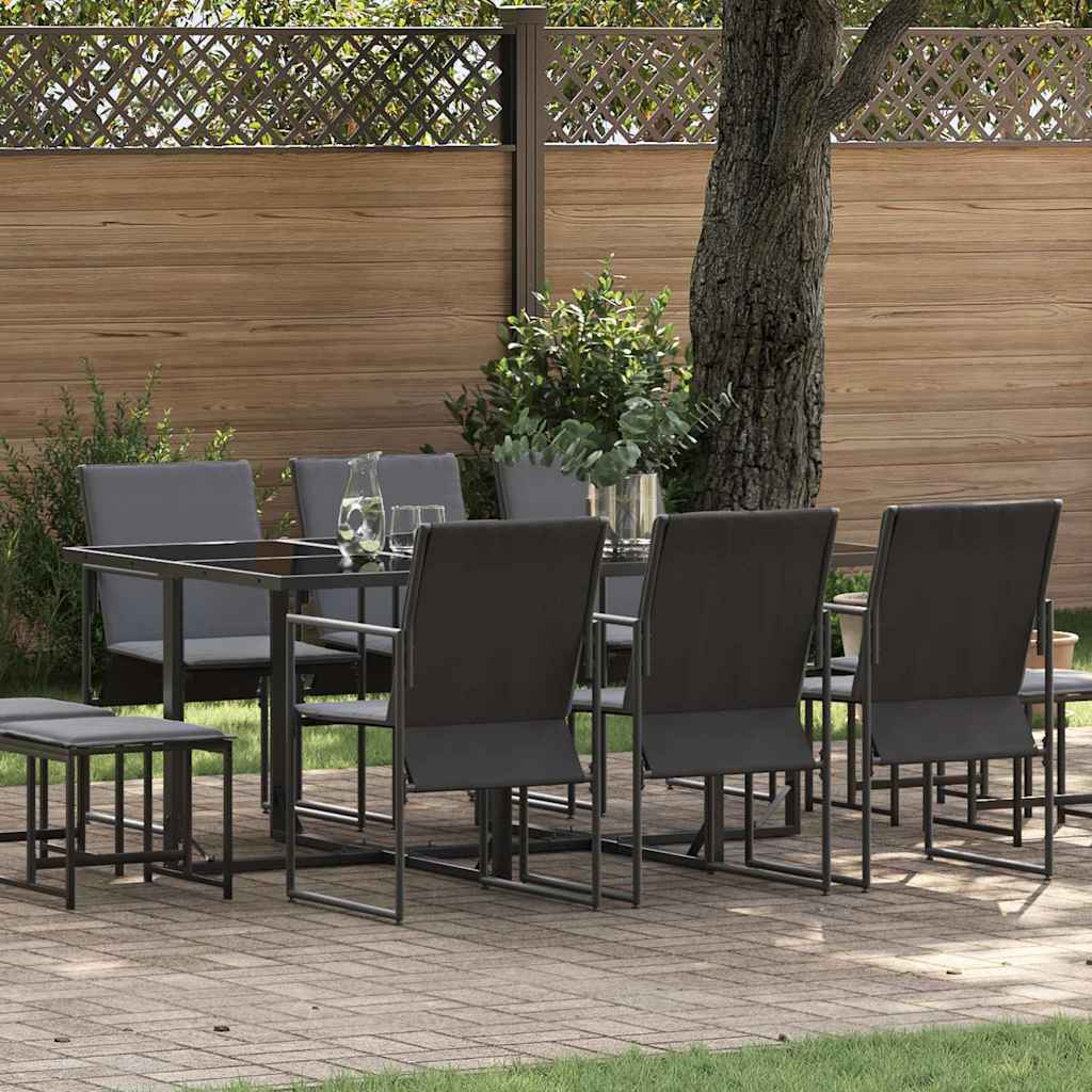 vidaXL Zahradní jídelní souprava 11 pcs Černá Ocel