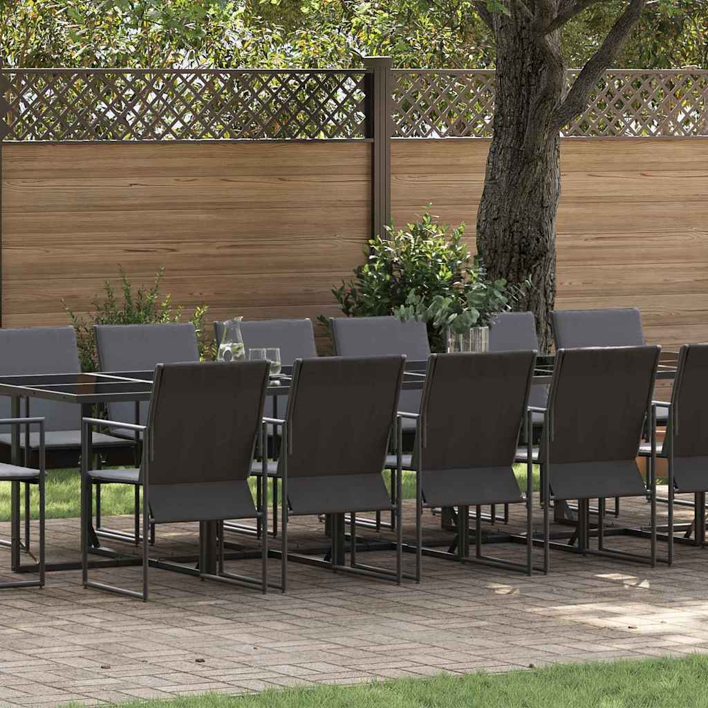 vidaXL Zahradní jídelní souprava 17 pcs Černá Ocel