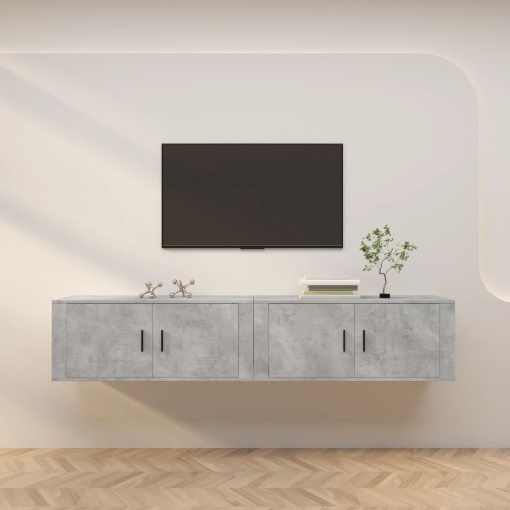 Levně vidaXL Nástěnné TV skříňky 2 ks betonově šedé 100 x 34,5 x 40 cm