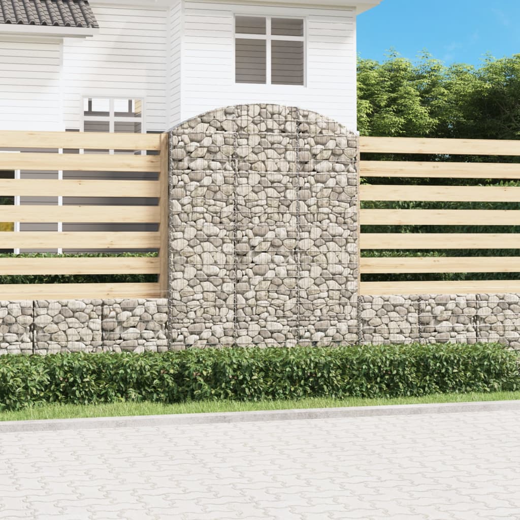 Levně vidaXL Klenutý gabionový koš 150 x 30 x 200/220 cm pozinkované železo