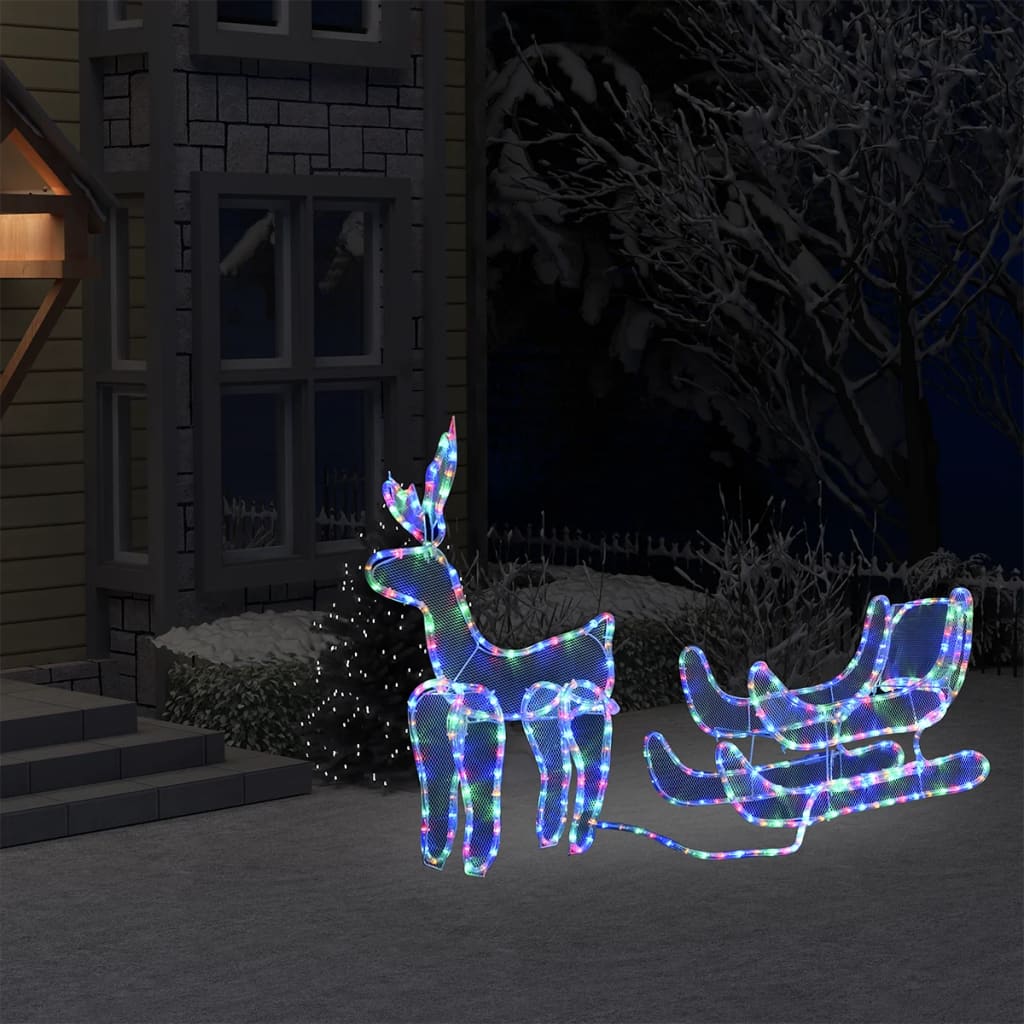 Levně vidaXL Vánoční světelná dekorace vyplétaný sob se sáněmi 432 LED diod