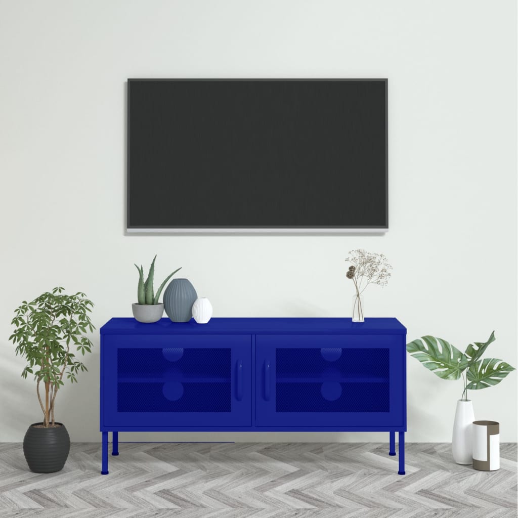 Levně vidaXL TV skříňka námořnicky modrá 105 x 35 x 50 cm ocel