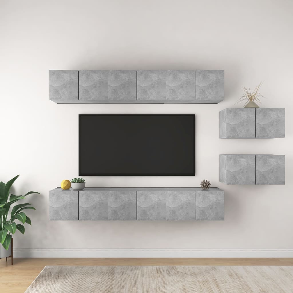 Levně vidaXL TV skříňky 8 ks betonově šedé kompozitní dřevo