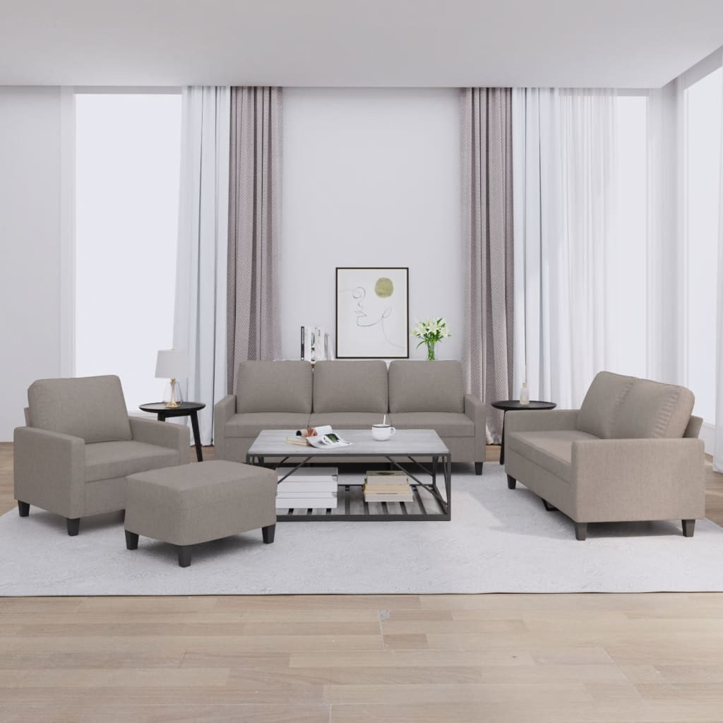 Levně vidaXL 4dílná sedací souprava s poduškami taupe textil
