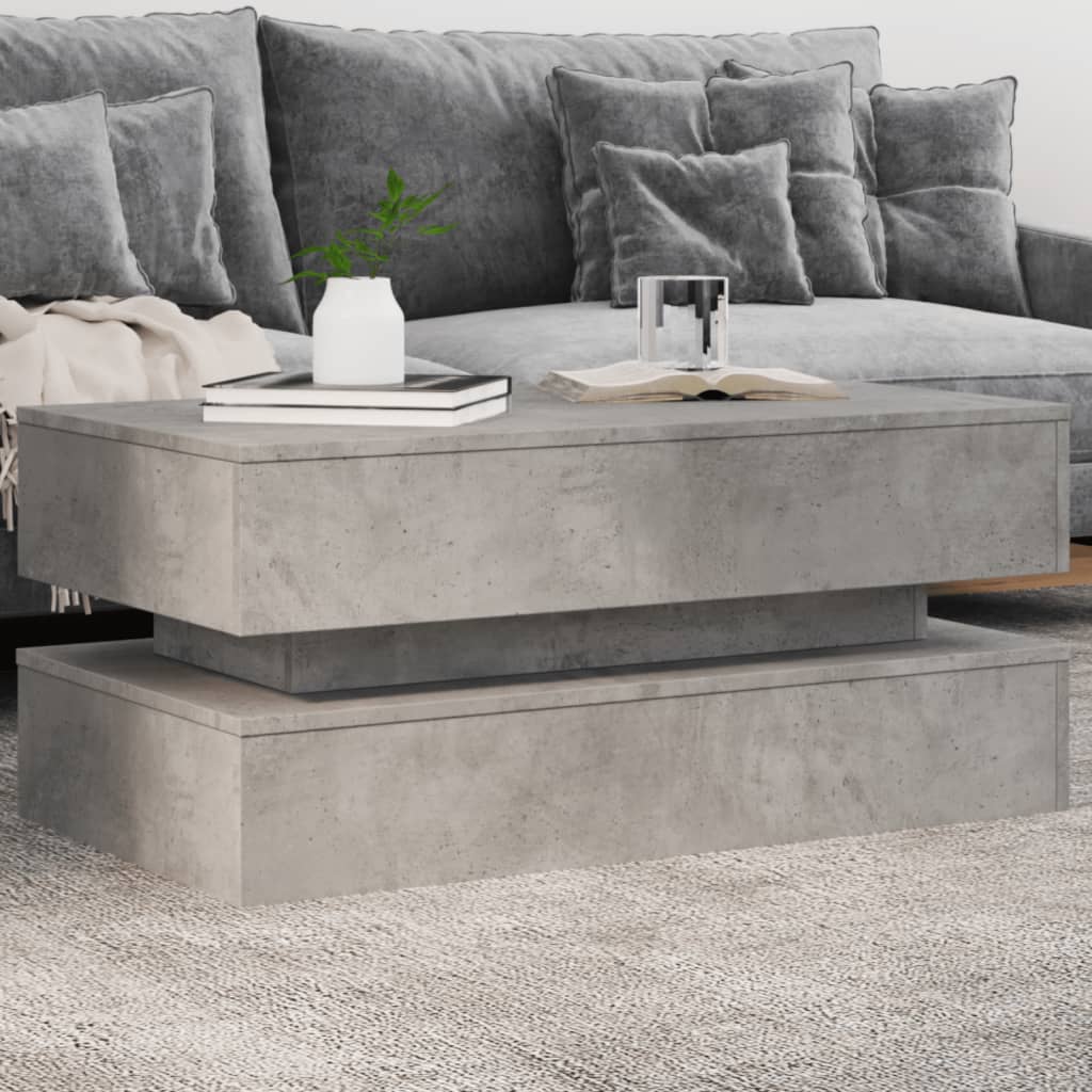 Levně vidaXL Konferenční stolek s LED osvětlením betonově šedý 90x50x40 cm