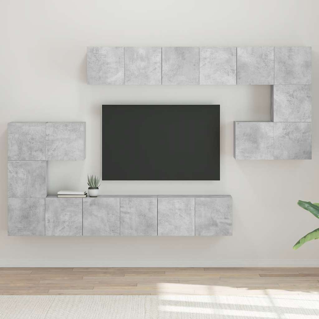 Levně vidaXL 10dílný set TV skříněk betonově šedý kompozitní dřevo