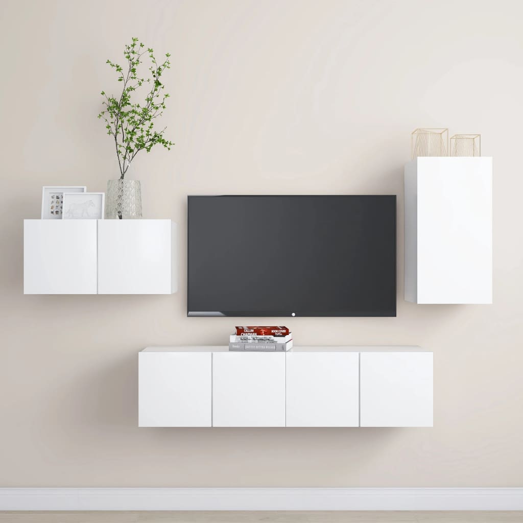 Levně vidaXL 4dílný set TV skříněk bílá kompozitní dřevo