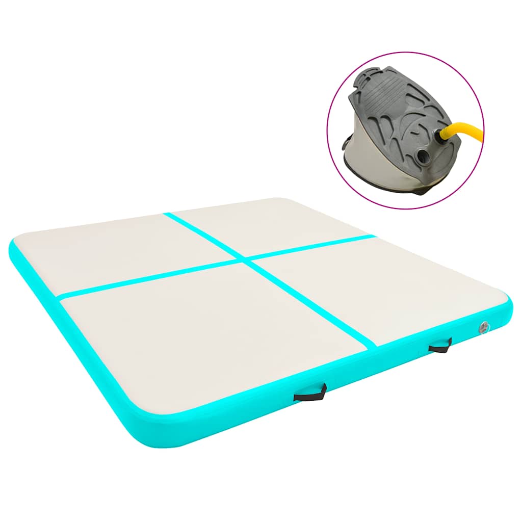 vidaXL Nafukovací žíněnka s pumpou 200 x 200 x 15 cm PVC zelená
