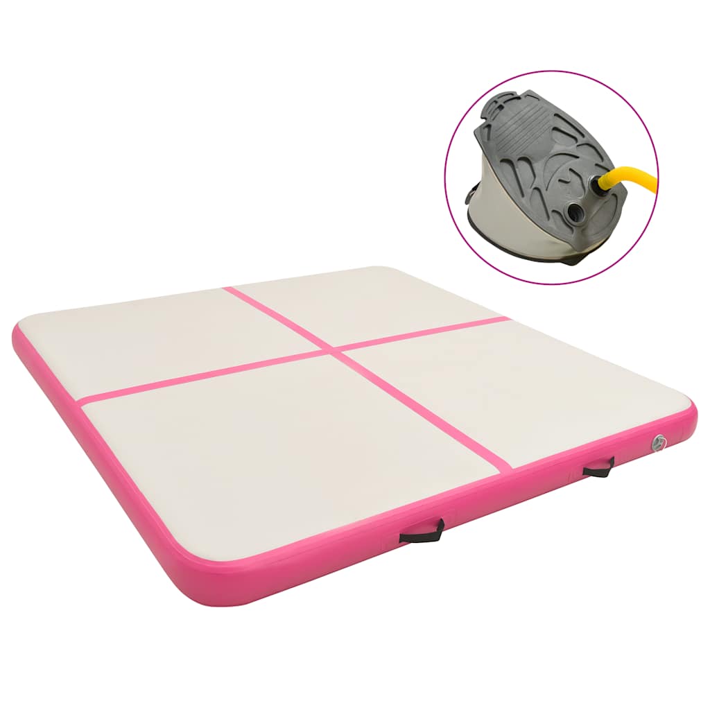 vidaXL Nafukovací žíněnka s pumpou 200 x 200 x 15 cm PVC růžová