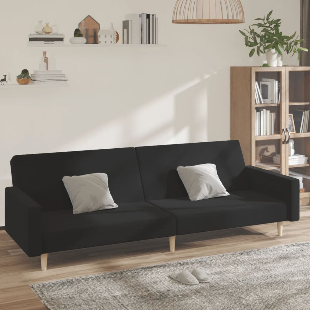 Levně vidaXL 2místná rozkládací pohovka černá textil