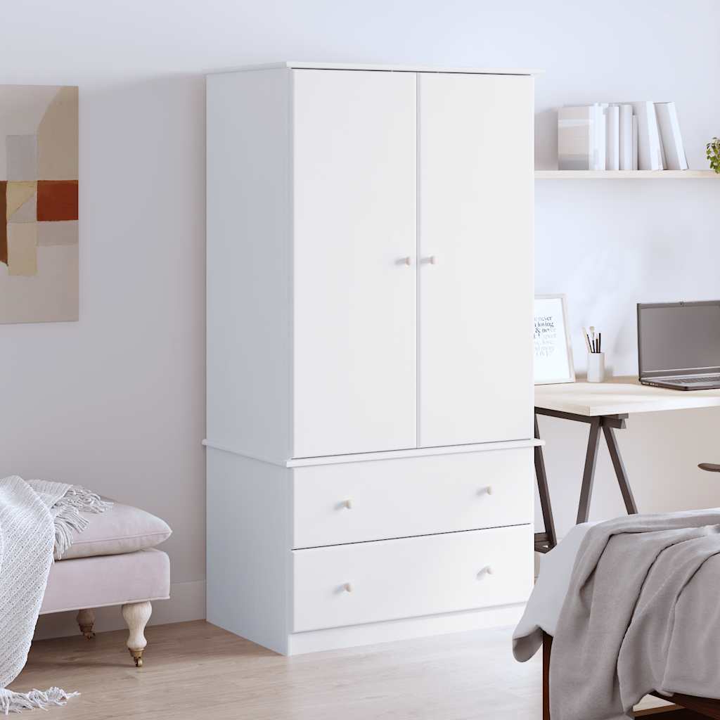 Levně vidaXL Šatní skříň ALTA bílá 90 x 55 x 170 cm masivní borové dřevo