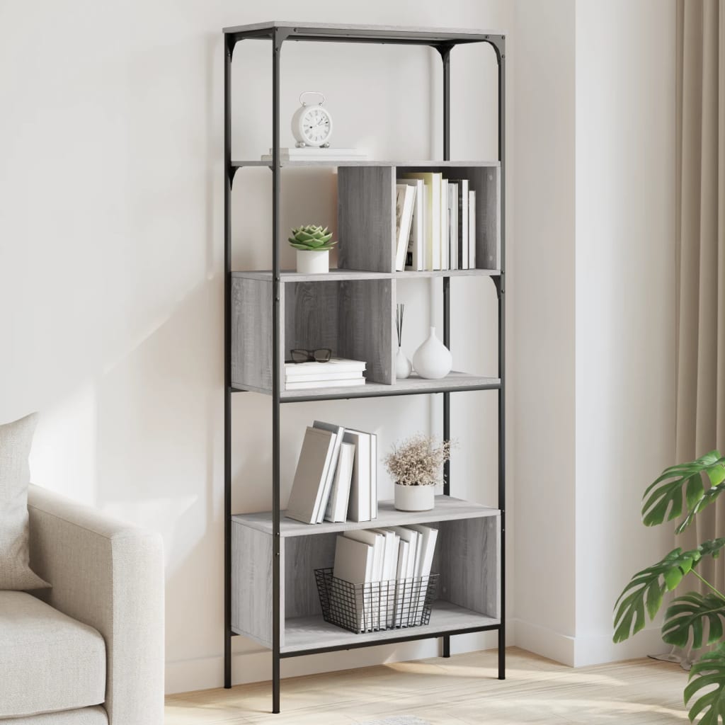 Levně vidaXL Knihovna s 5 policemi šedá sonoma 76 x 33 x 188,5 cm kompozit